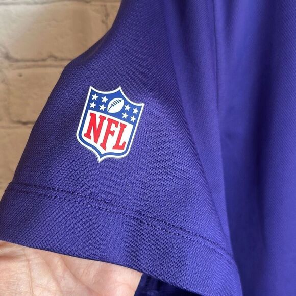 NFL Nike On Field Apparel Baltimore Ravens Purple Polo Short sleeve Sz L Dri Fit - Picture 3 of 9